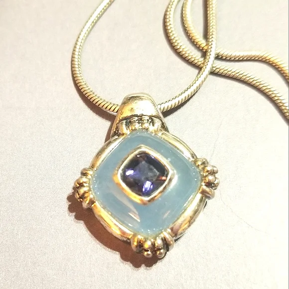 VTG Designer Signed Lavender Jade Purple Amethyst Sterling Necklace - Picture 2 of 8